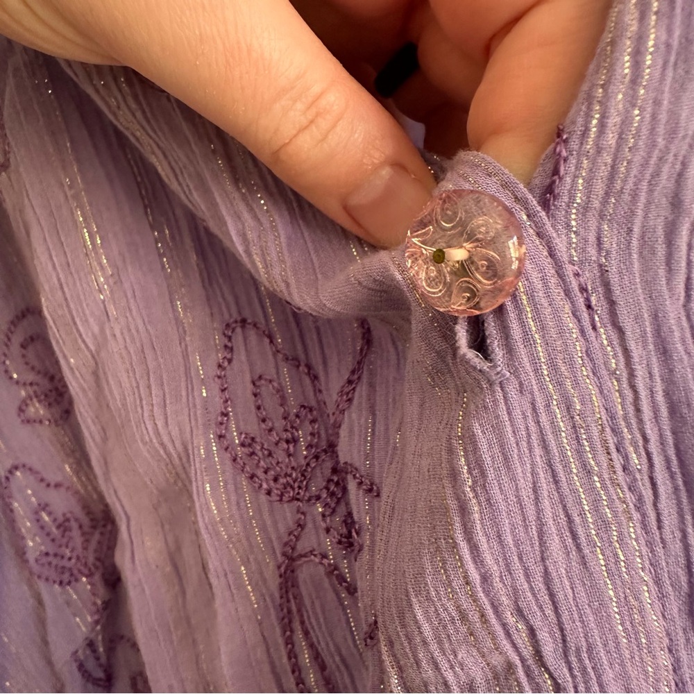 Vintage Susan Blouse Top Fairy Whimsigoth Embroidered Lilac Purple Long Floral - Picture 4 of 8